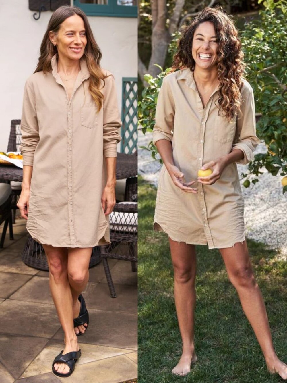 Frank & Eileen Mary Dress Sand Beige Famous Denim Mini Shirtdress Size XS